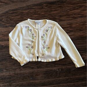 Jayne Copeland Purple and White Floral Embroidered Sweater